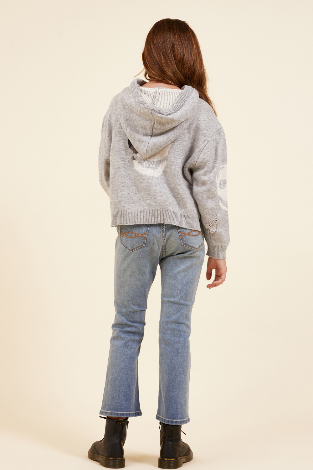 Skull Distressed Sweater Hoodie