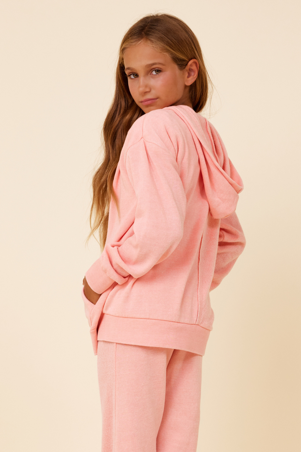 Misty Coral New Burnout Zip Hoodie