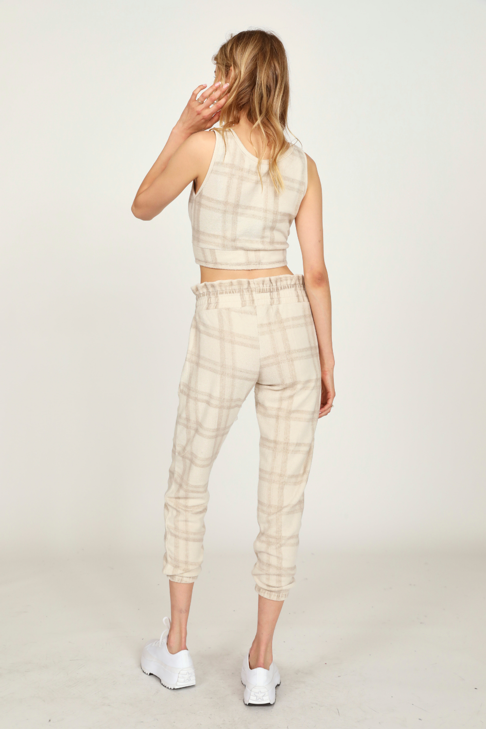 Winter Plaid Reverse Burnout Crop Top