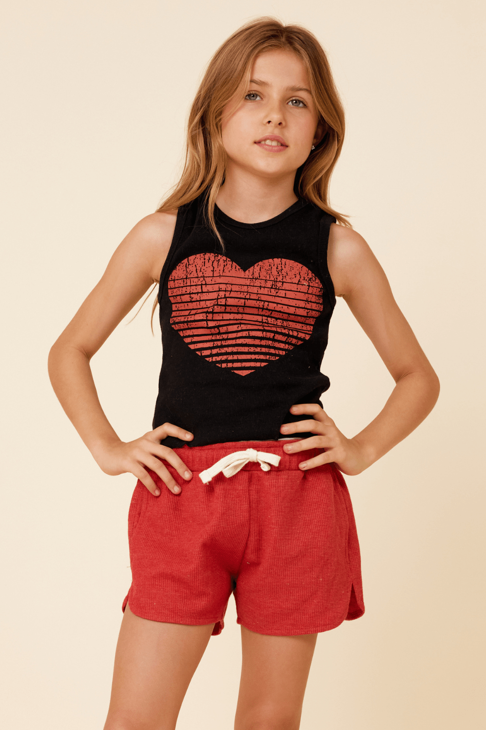 Black Ribbed Heart Tank
