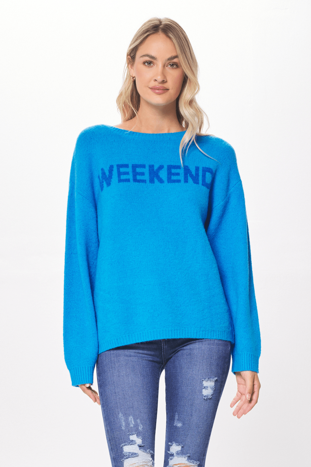 Blue tunic sweater clearance