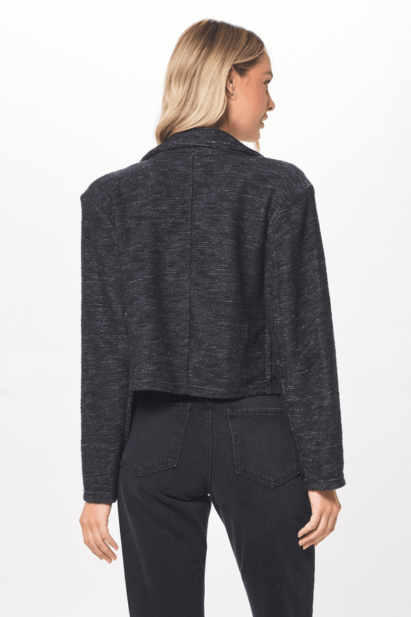Charcoal Oversized Textured Knit Blazer
