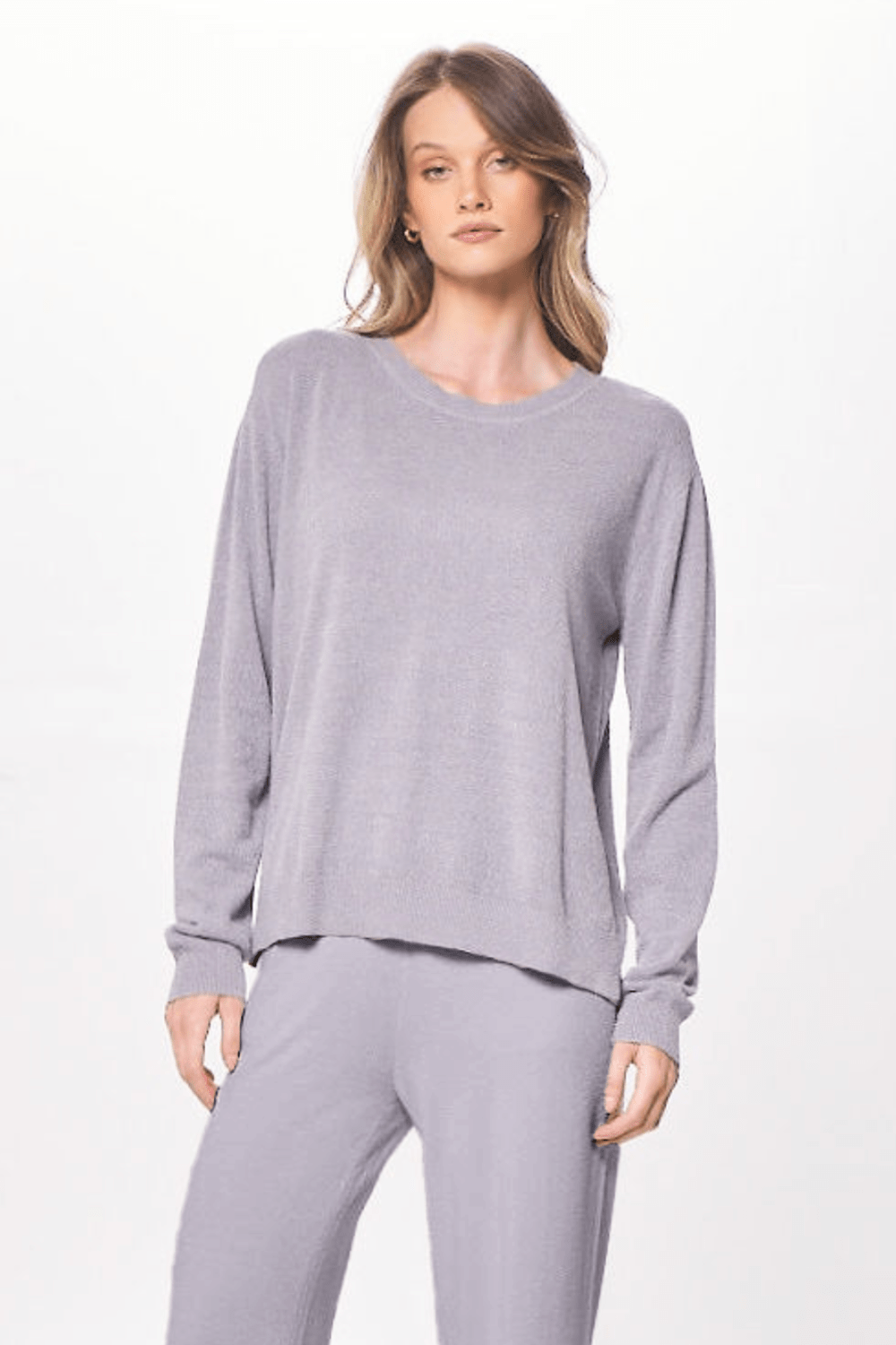 Cool Grey Plush Knit Crewneck