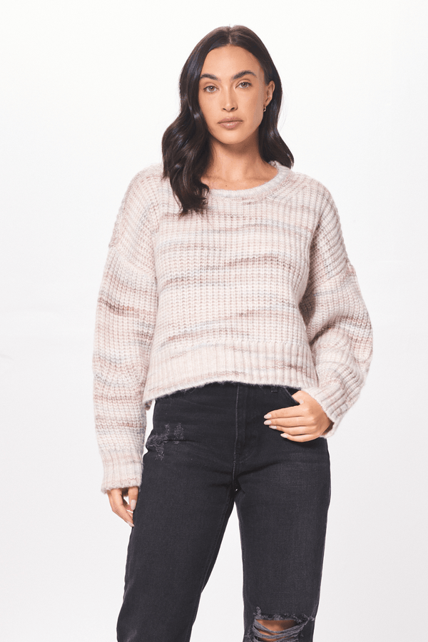 Cream w/ Multi Mixed Knit Sweater