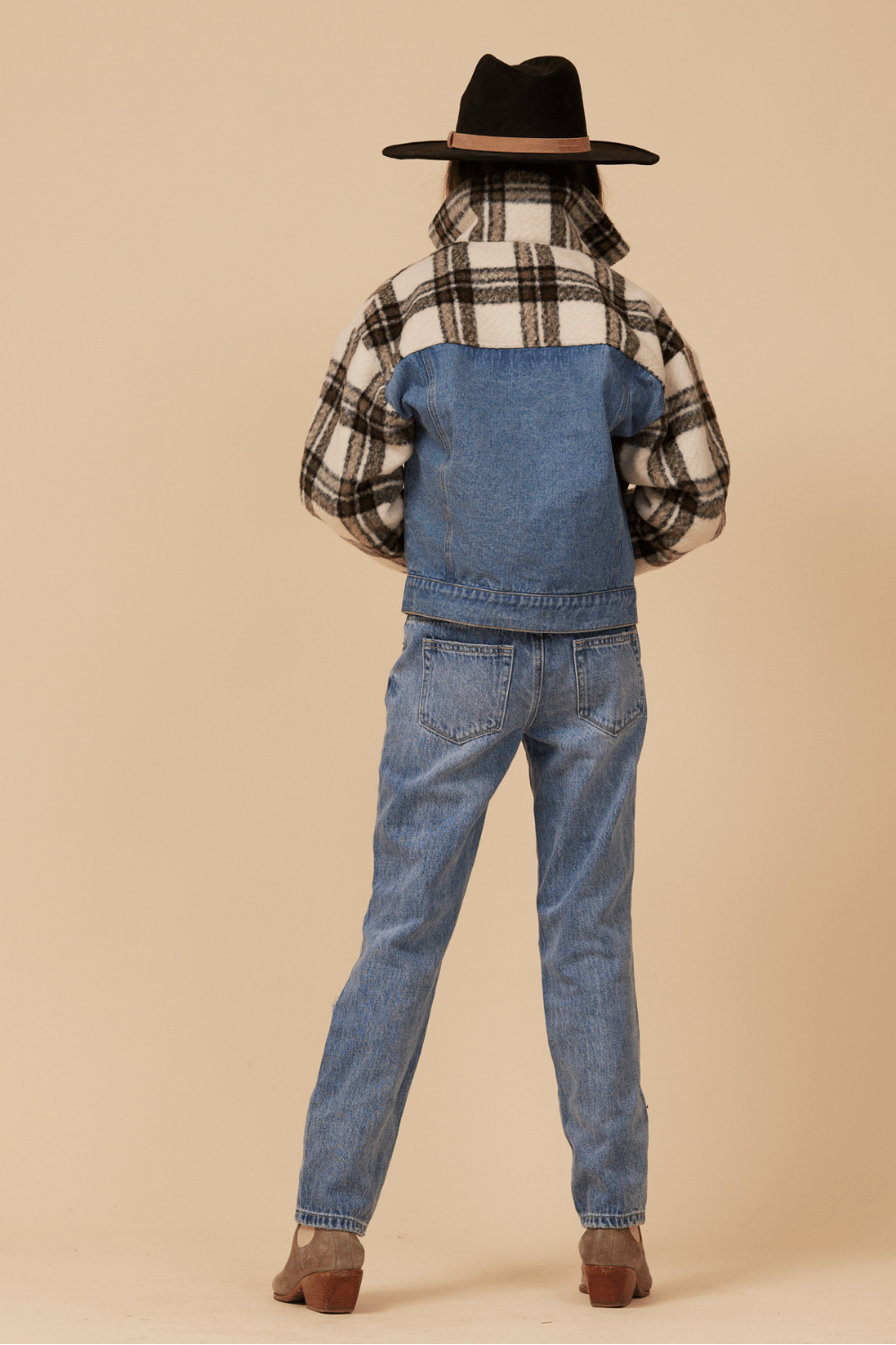 DENIM AND PLAID JACKET