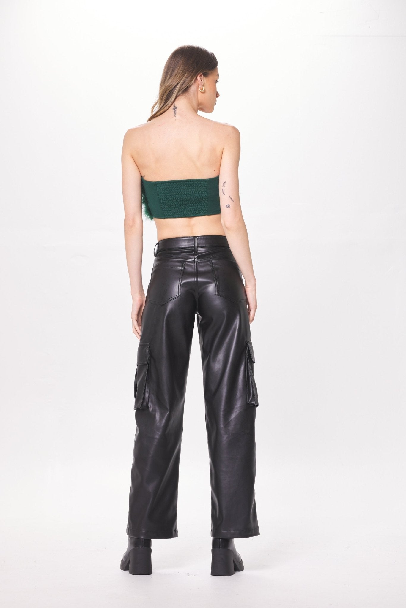 Green Feather Crop Top