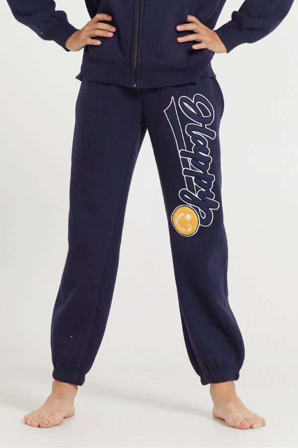 Kids Navy Jogger With Happy Smile Patch