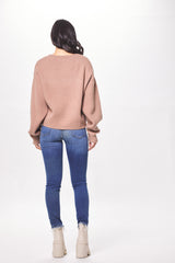 Mocha w/ Ivory "Je t'aime" Jacquard Crewneck Sweater