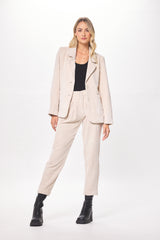 Washed Taupe Crinkle Cord Trouser Pant