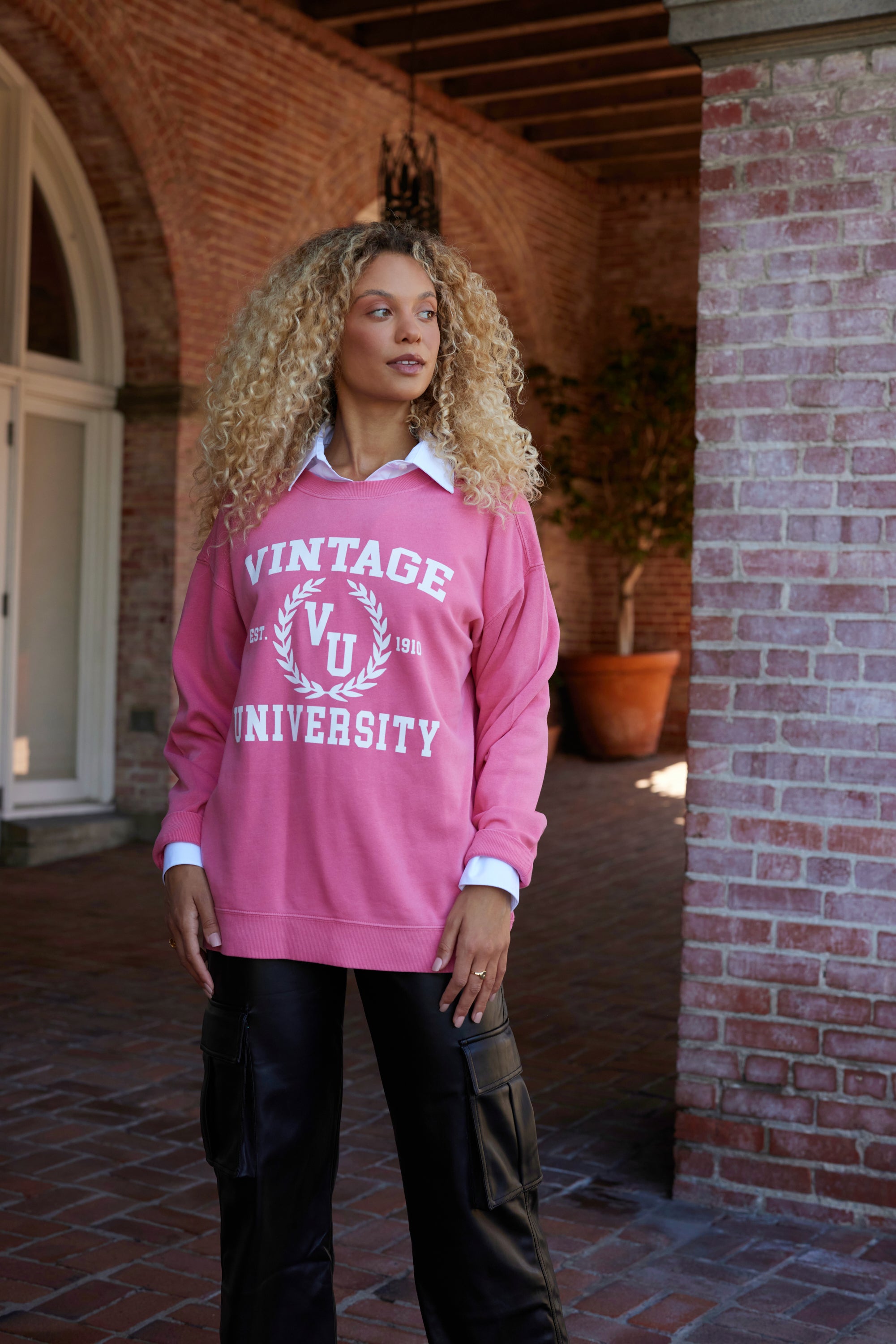 Red "Vintage University" Pigment Dyed Crewneck