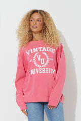 Red "Vintage University" Pigment Dyed Crewneck