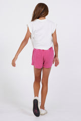 Pink Ribbed Athletic Shorts