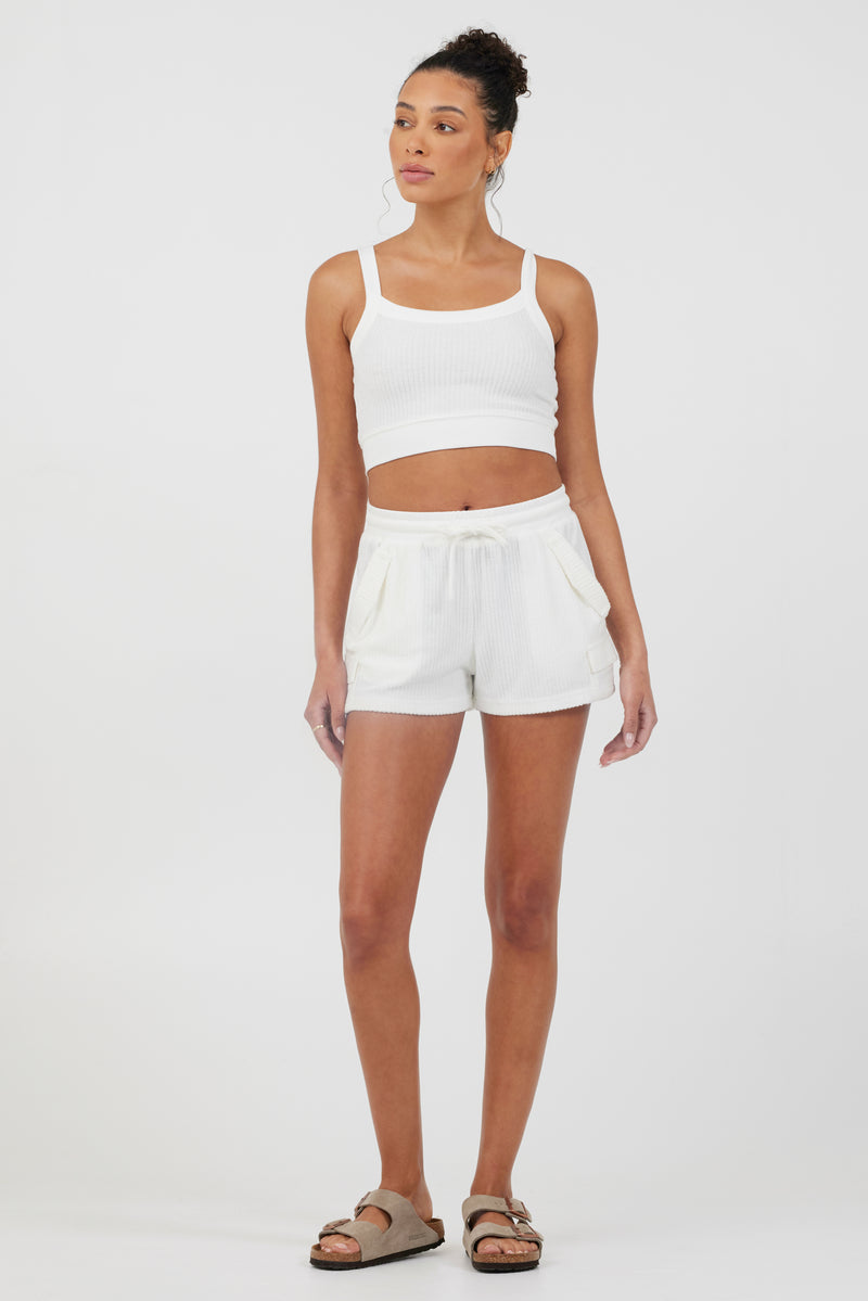 White Cord Terry Shorts