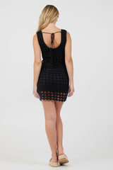 Black Open Crochet Dress