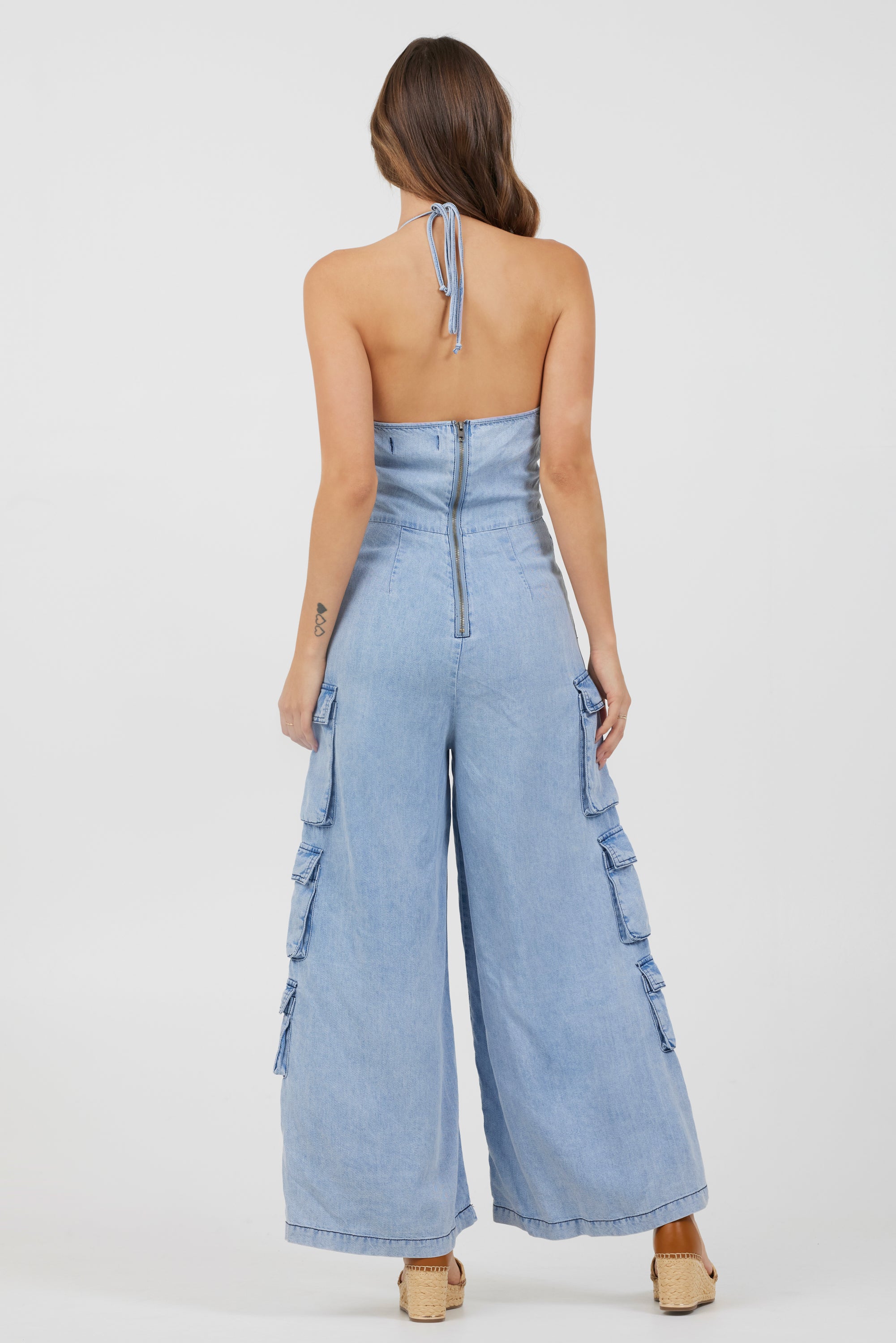 Washed Denim Tencel Jumpsuit