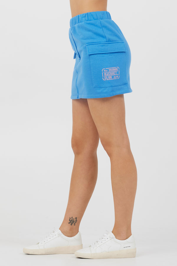Azure Blue Fleece Cargo Skirt w/ Print