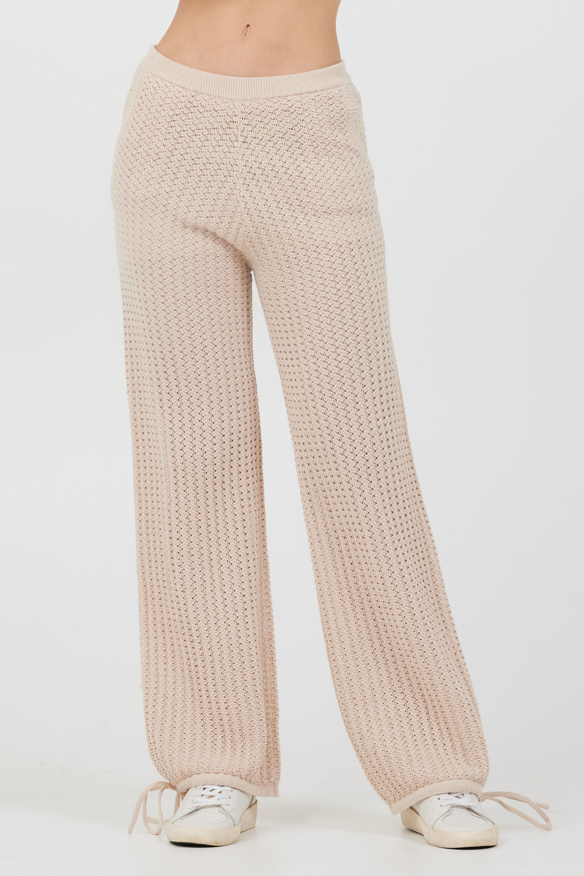 Bali Beige Open Crochet Tie Pants