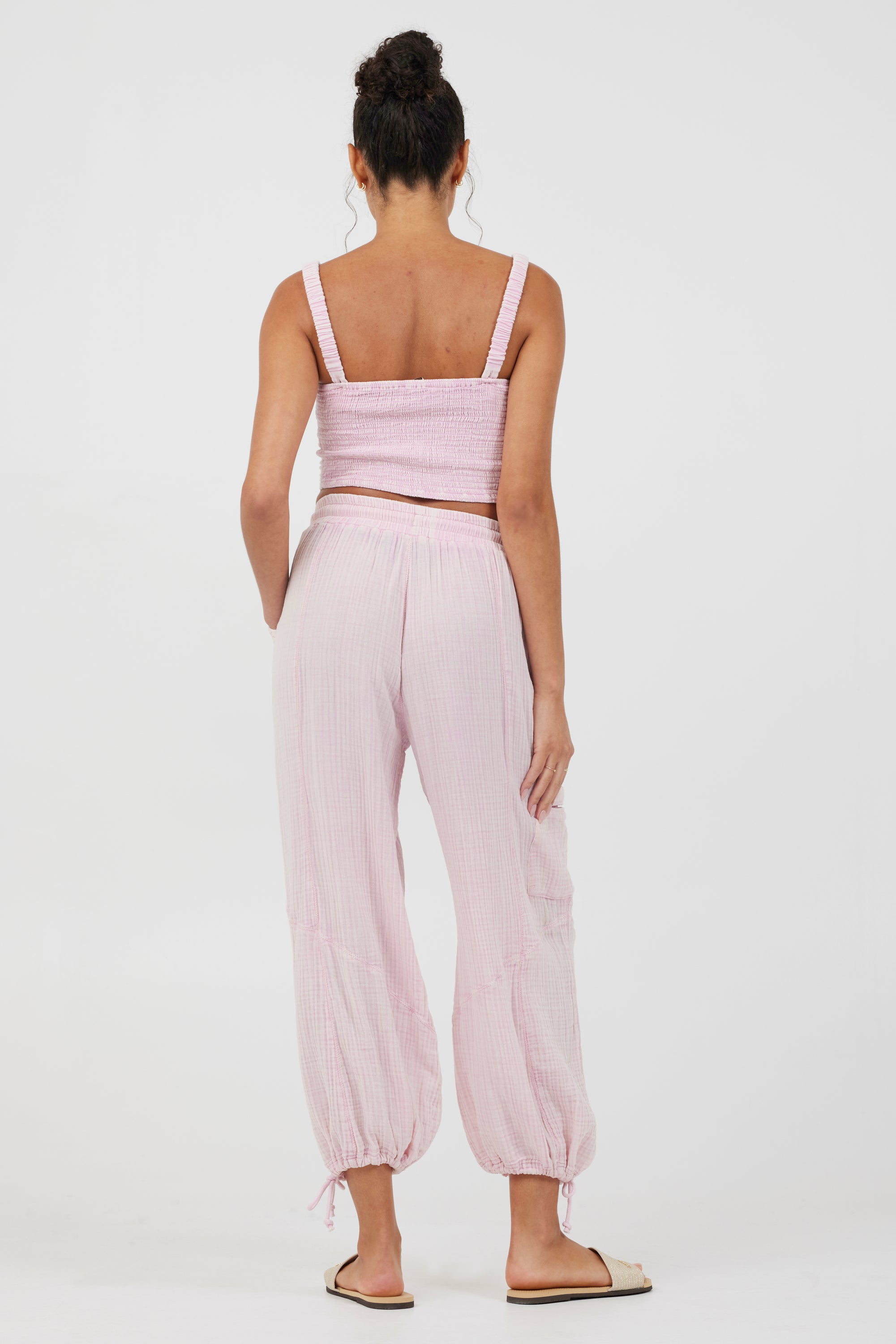 Washed Pink Gauze Balloon Pant