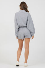Heather Grey Bounded Textured Jersey Shorts