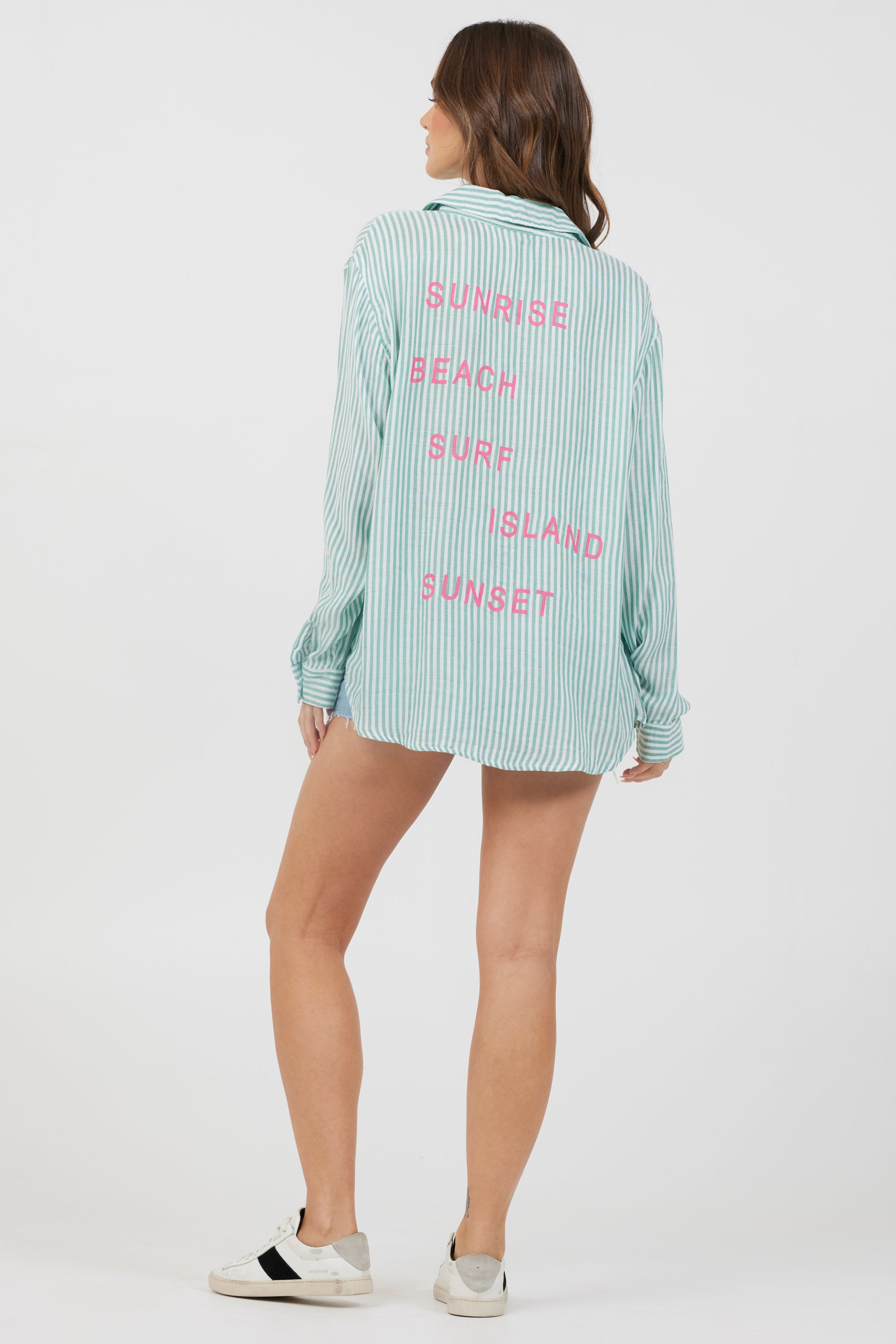 Green Stripe Beach Shirting