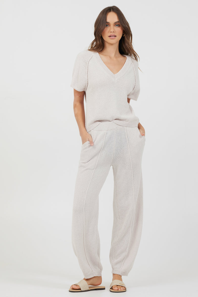 Coconut Relaxed Rib Knit Pants