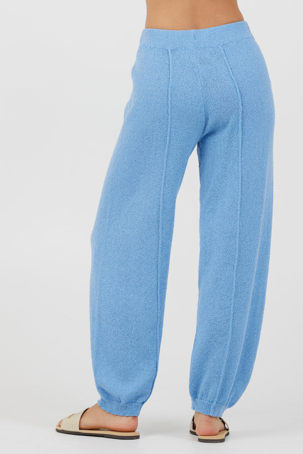 Hightide Blue Relaxed Rib Knit Pants