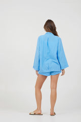 Ocean Blue Washed Gauze Shorts