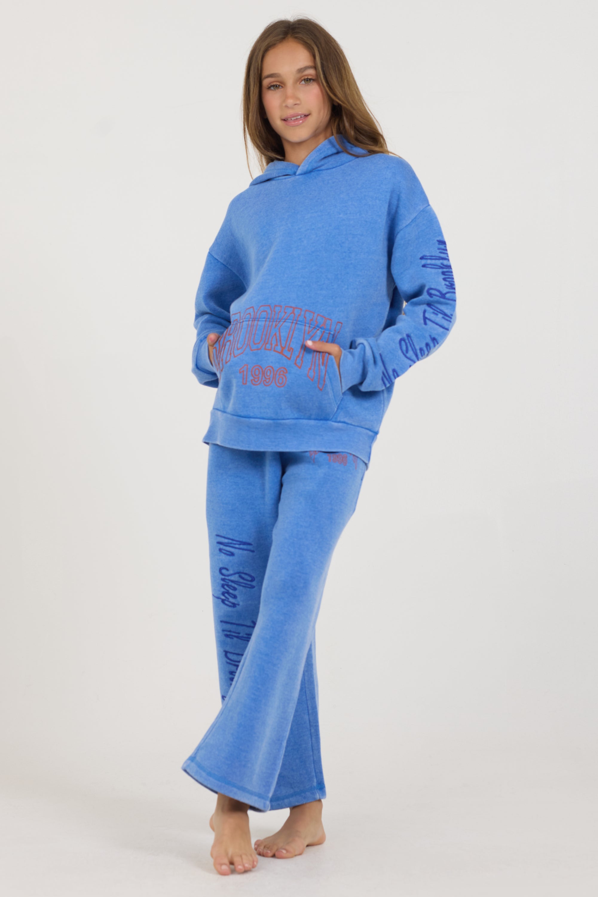 Kids Cobalt Hi-Lo Off The Shoulder Hoody