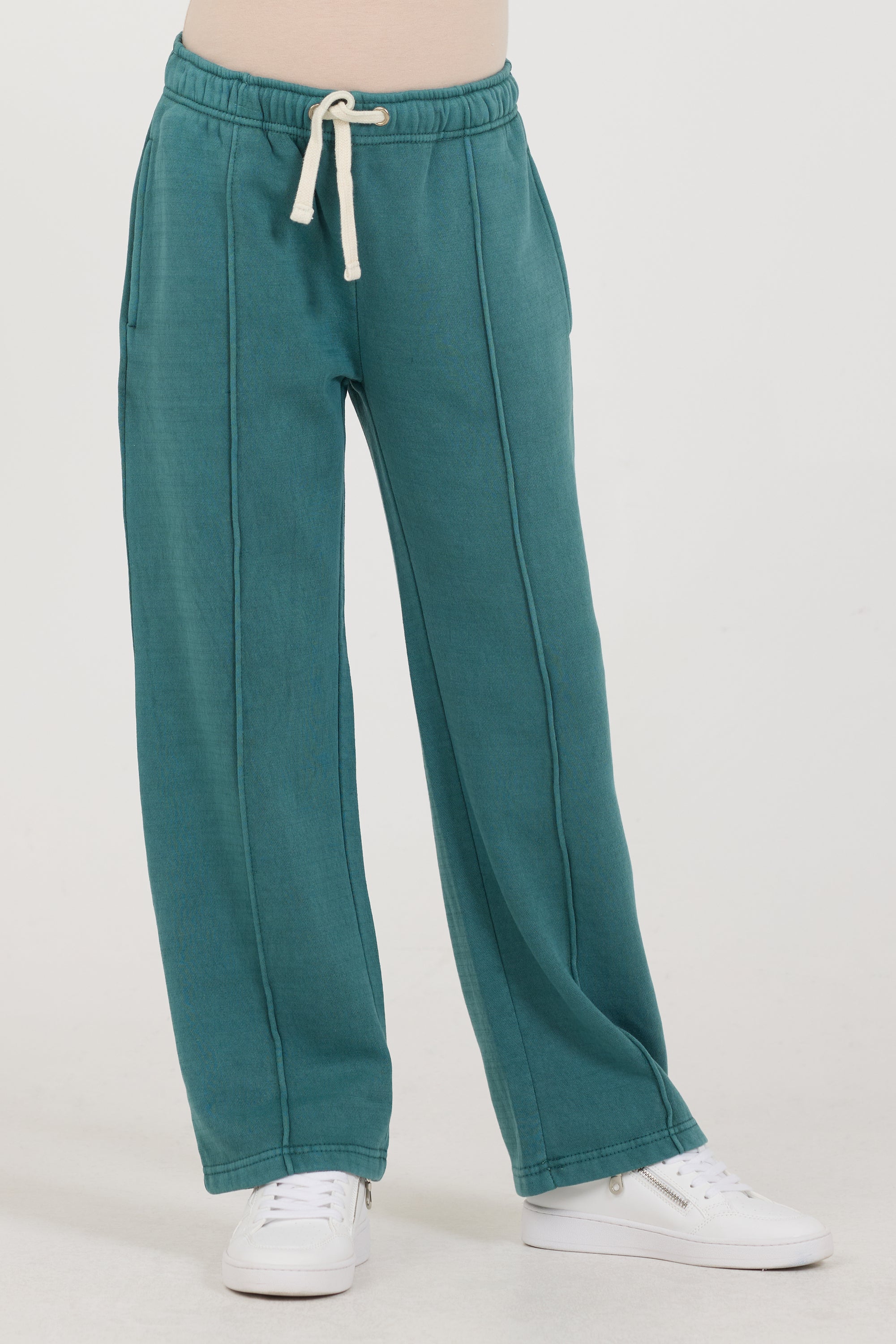 Kids Teal Pintuck Wide Leg Pants