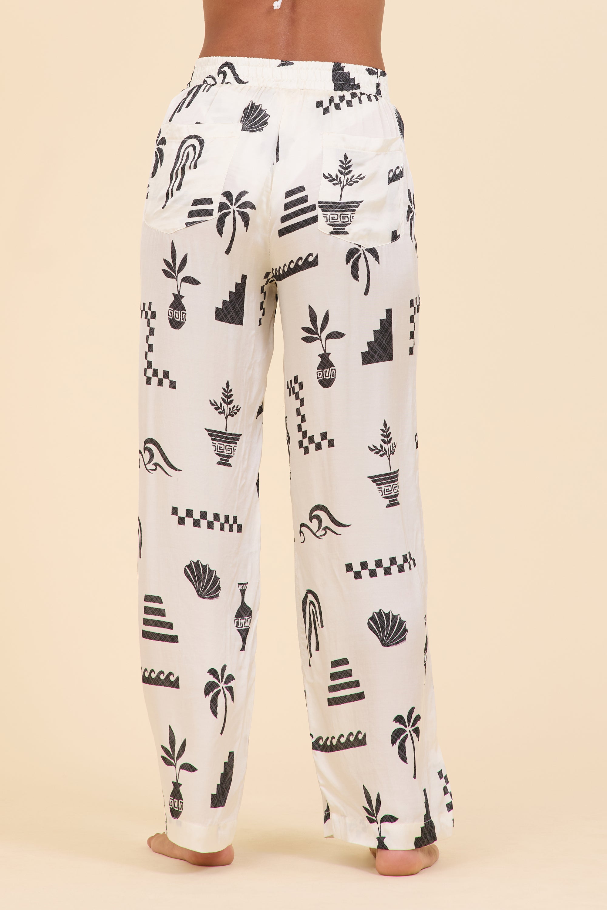 SURF Beach Vibe Printed Satin Wide Leg Pant