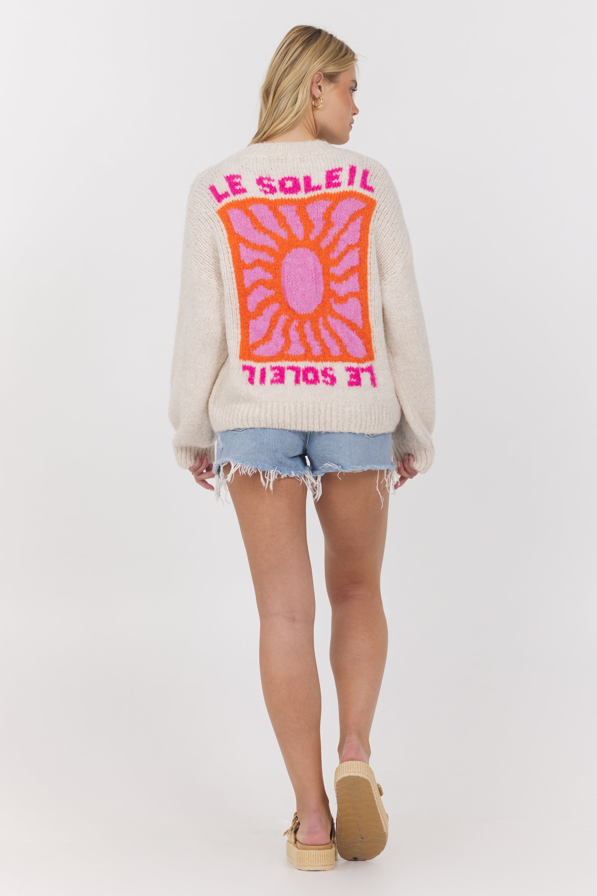 Ecru Le Soleil Jacquard Detail Pullover Sweater