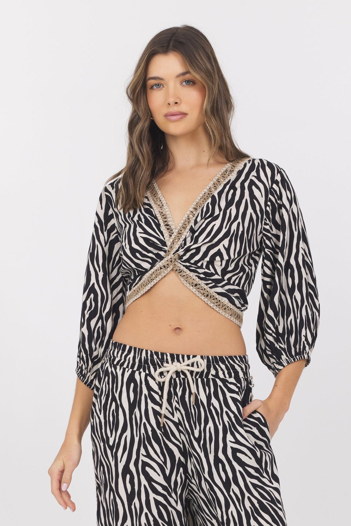 Animal Print Twist Front Top