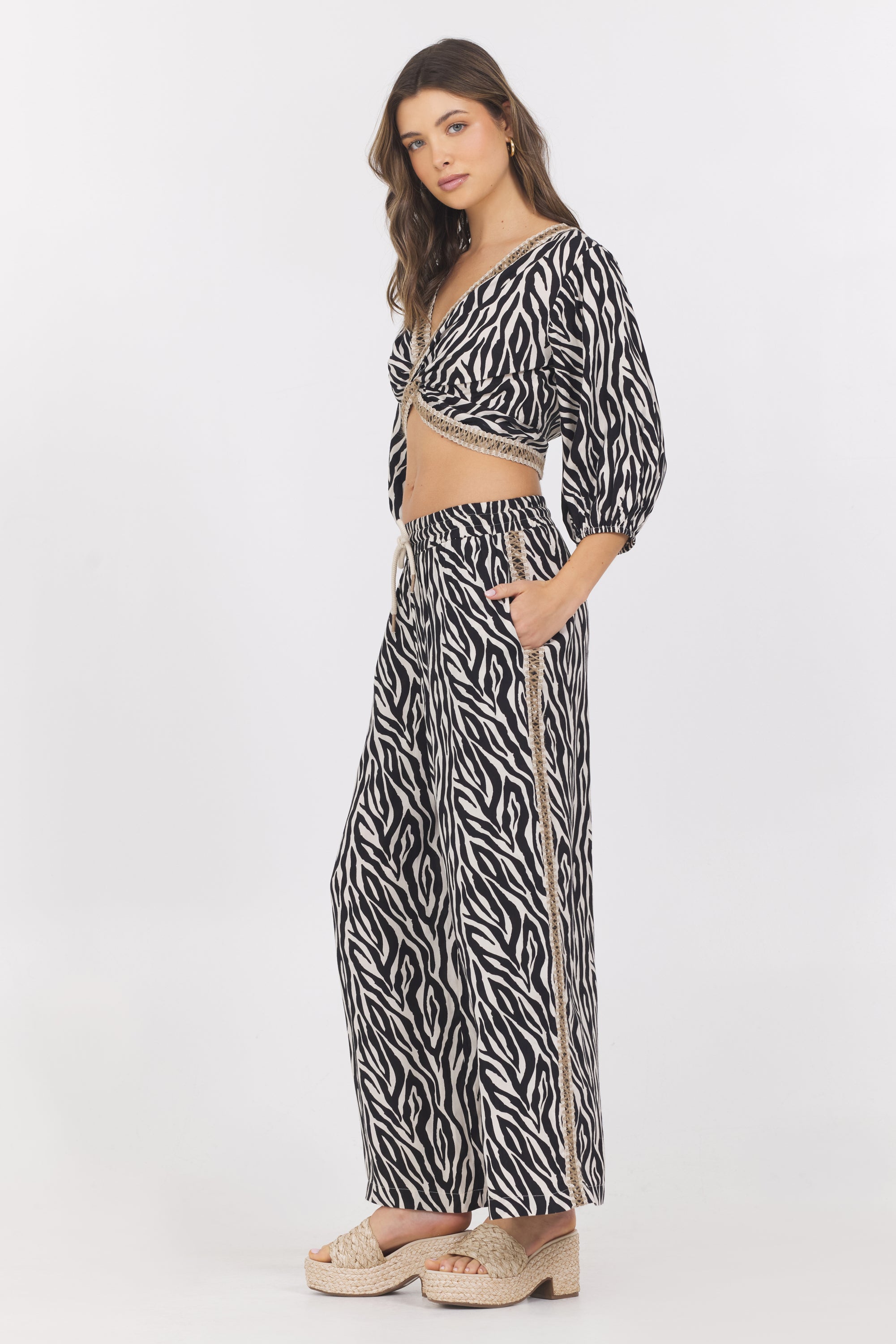 Animal Print Twist Front Top