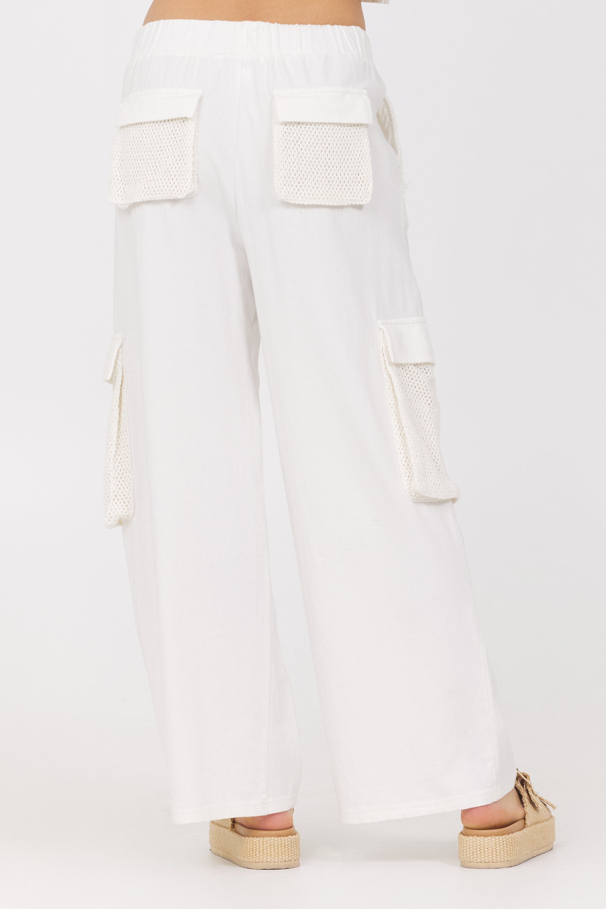 Jersey Knit Open Crochet Cargo Pants