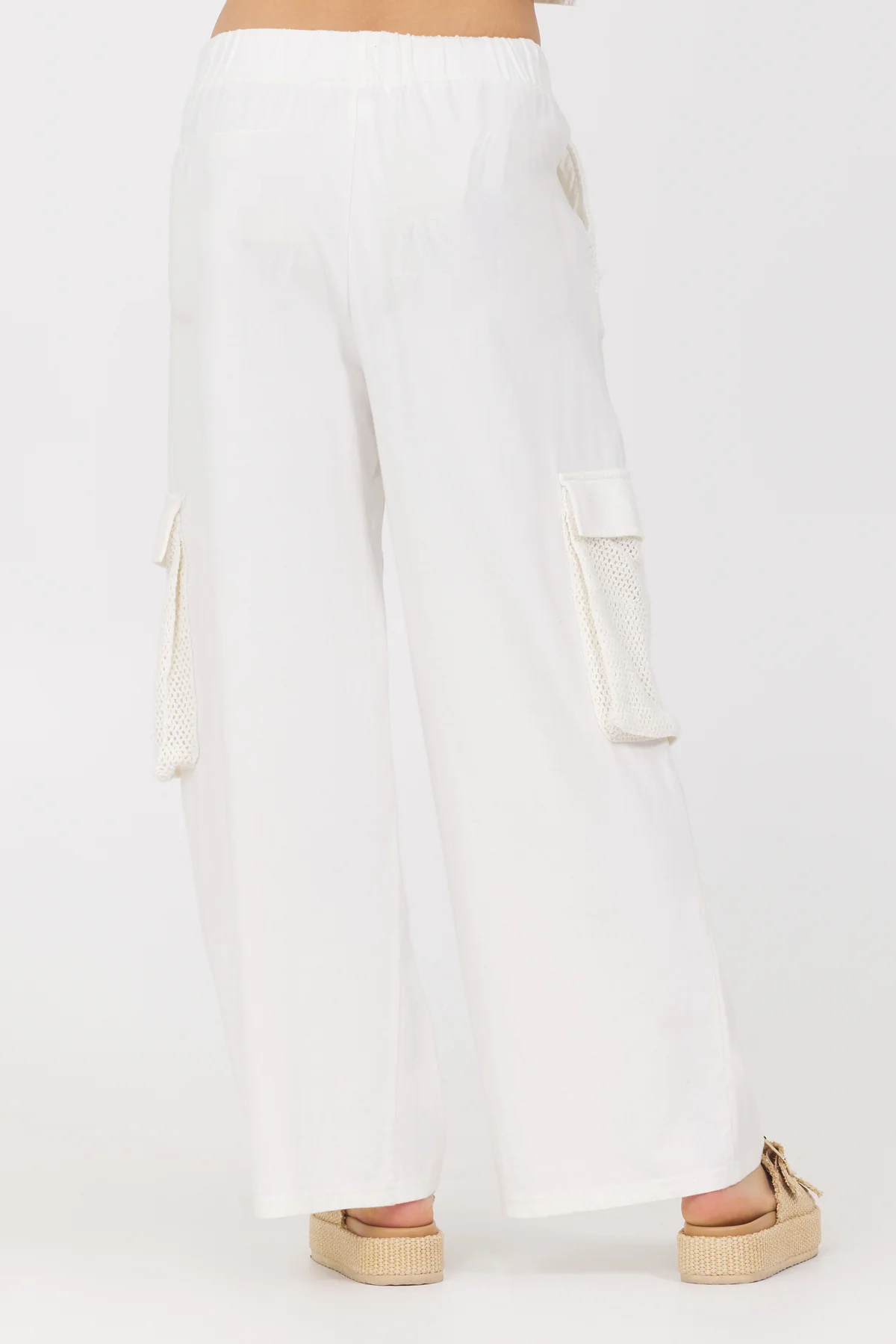 Jersey Knit Open Crochet Cargo Pants