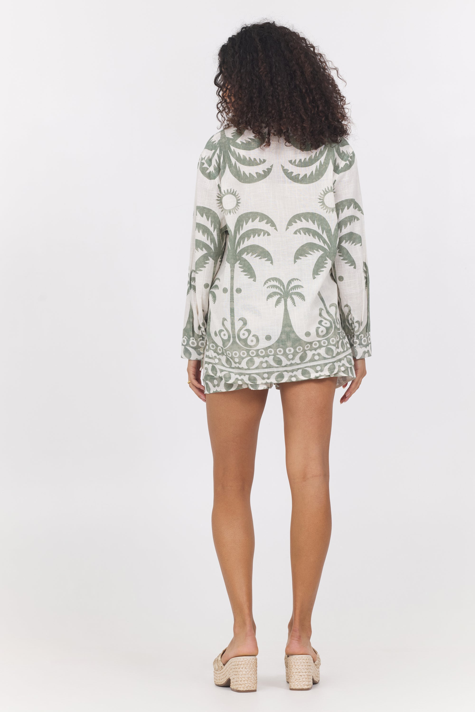 Border Print Button Up