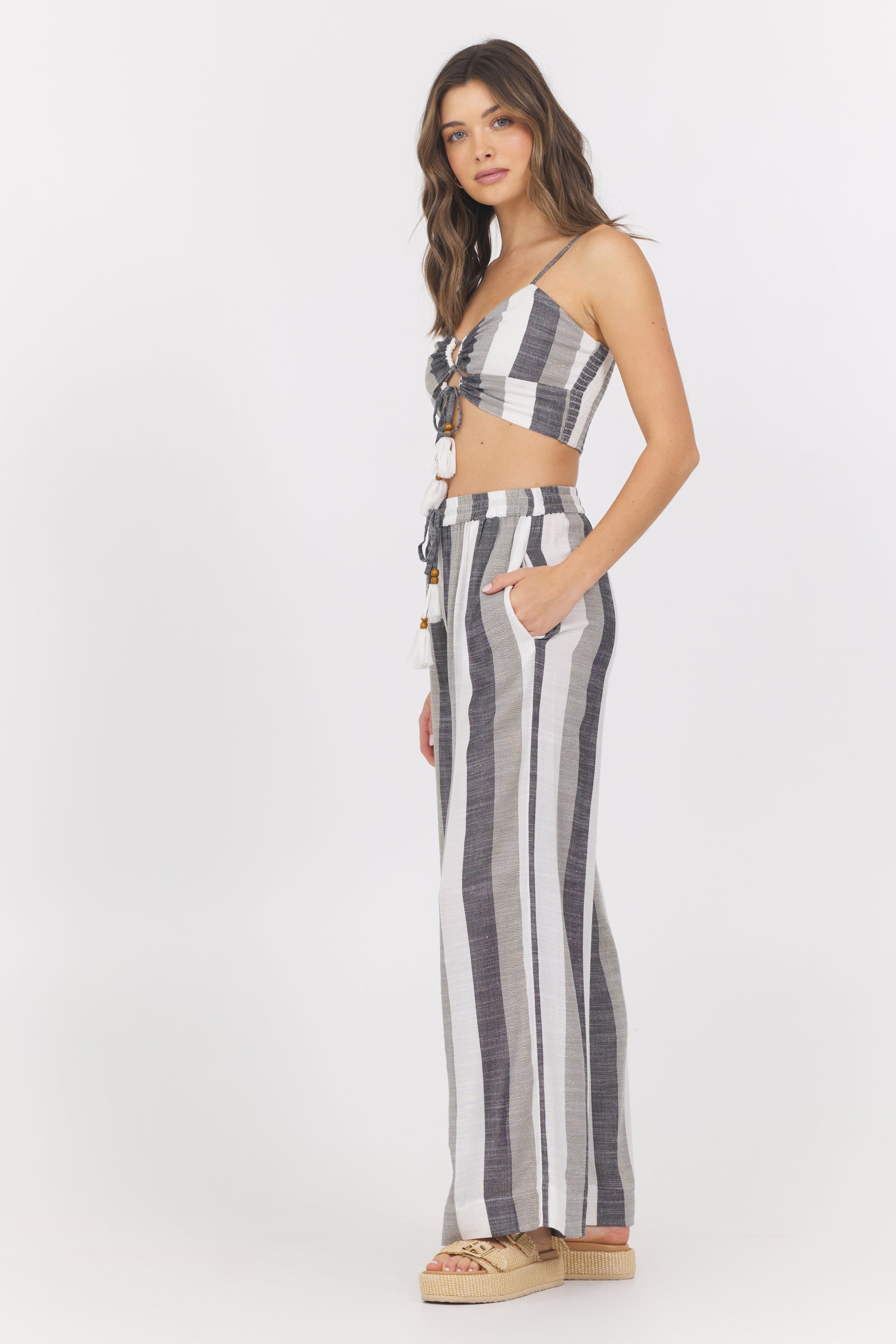 Metallic Stripe Cut Out Tank
