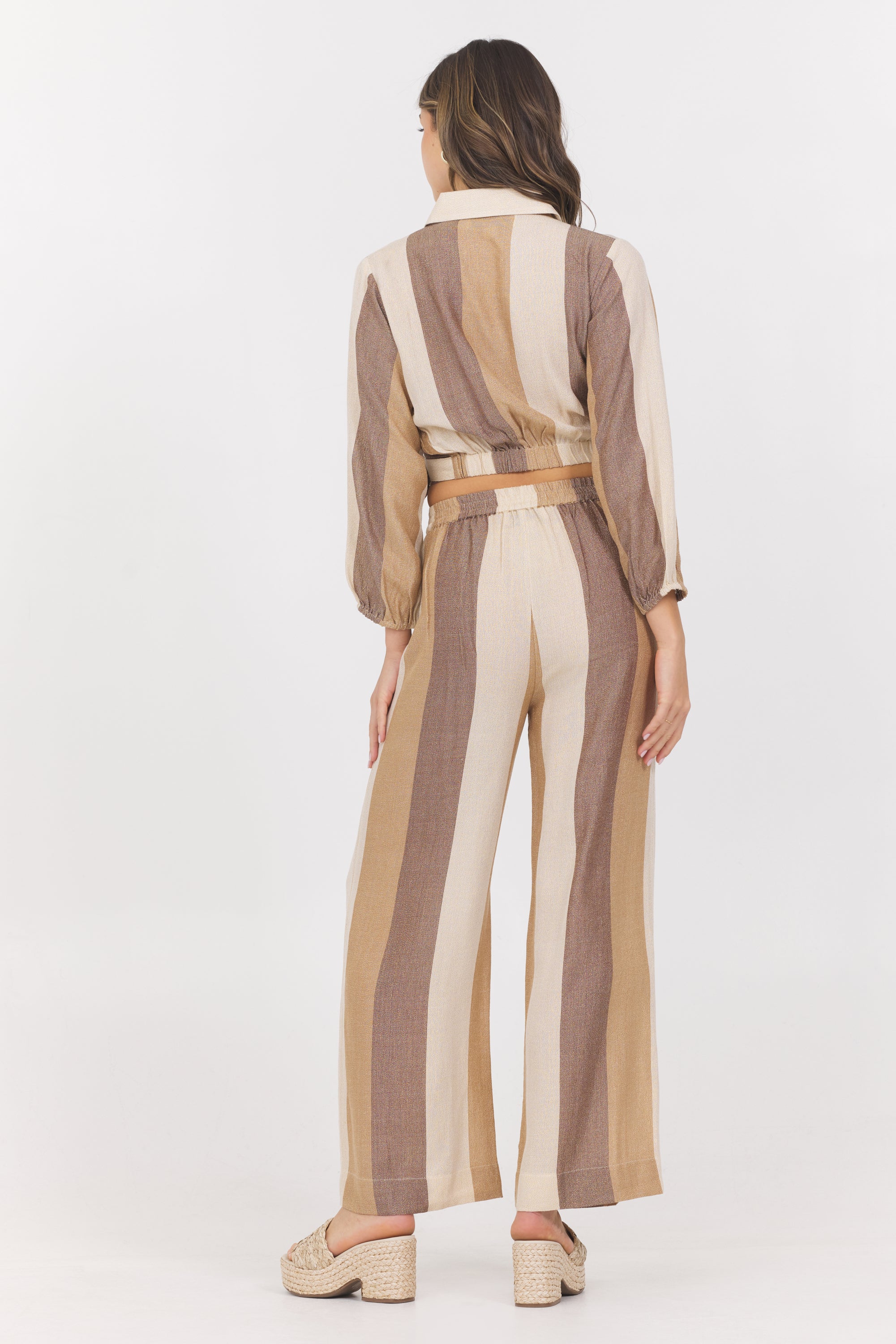 Woven Metallic Stripe Surplus Top