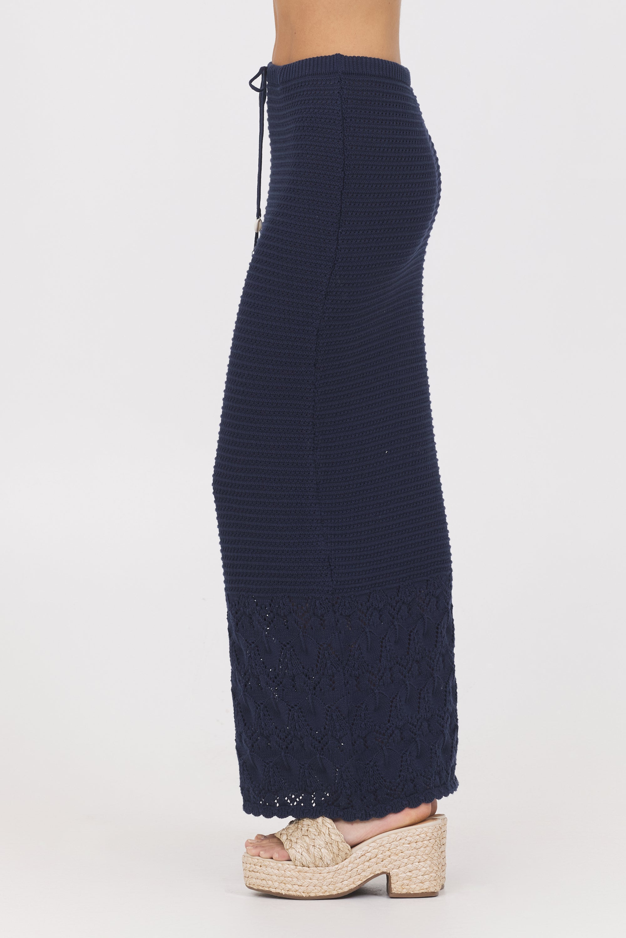Navy Crochet Maxi Skirt
