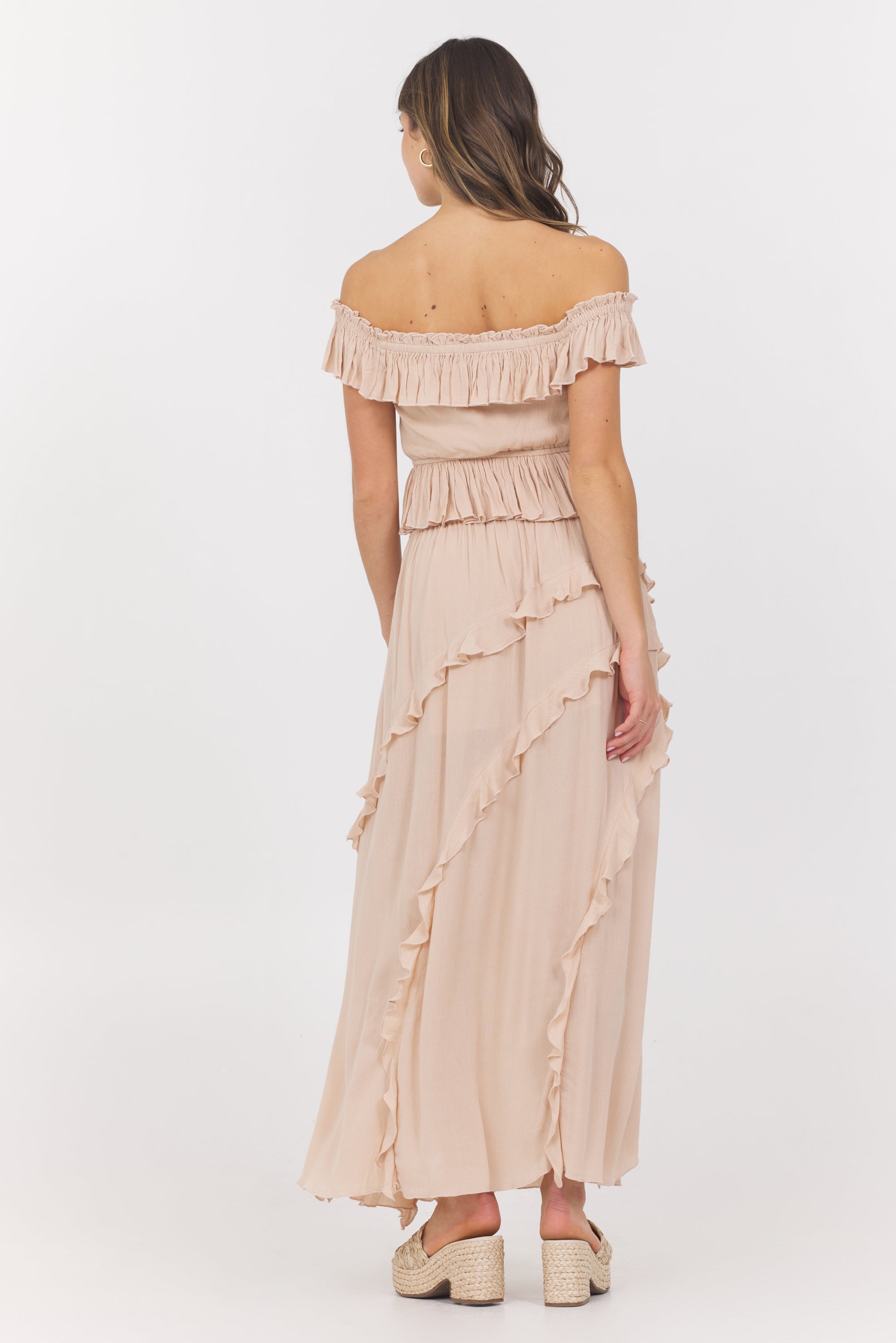 Champagne Toast Ruffle Maxi Skirt