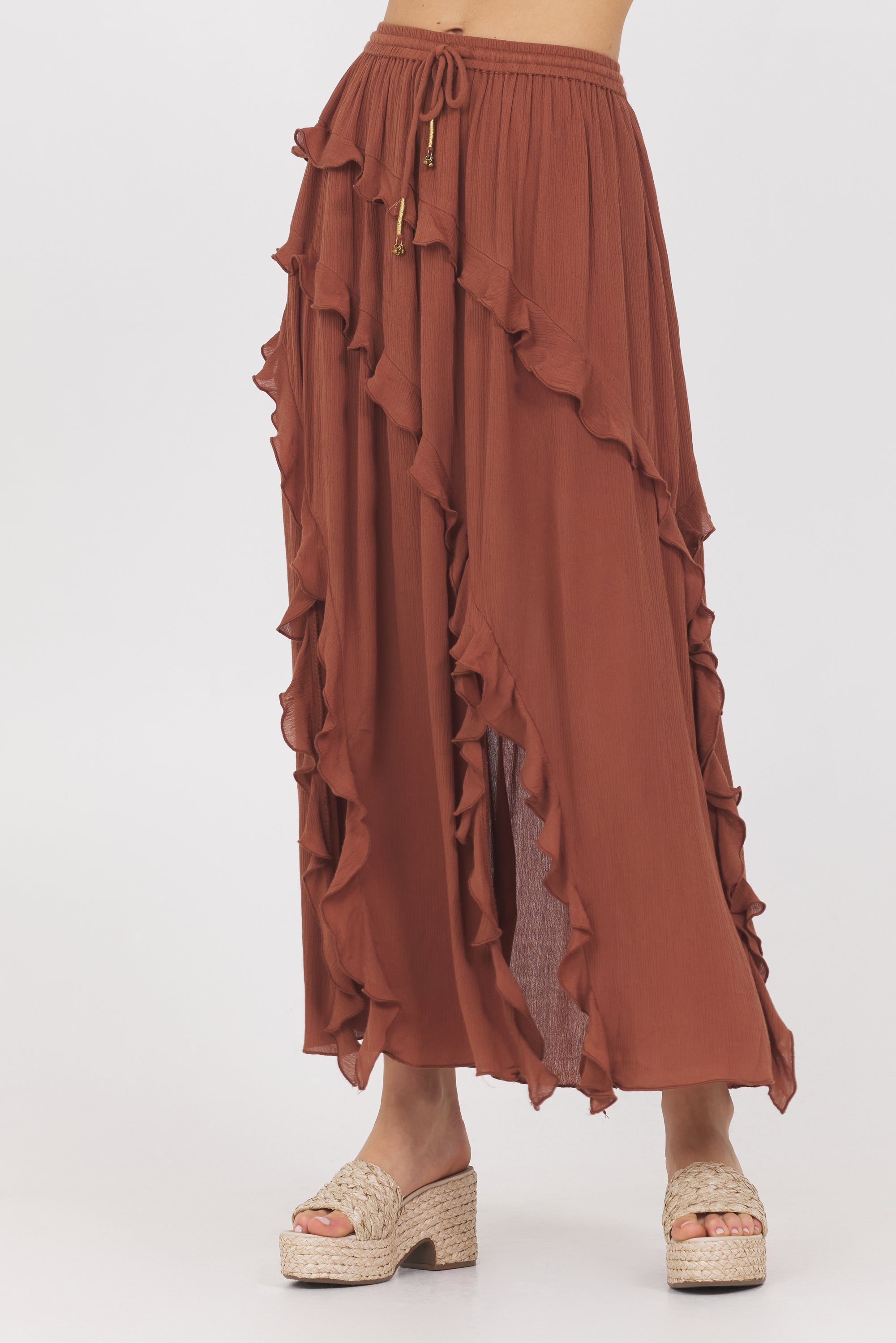 Sedona Sand Ruffle Maxi Skirt