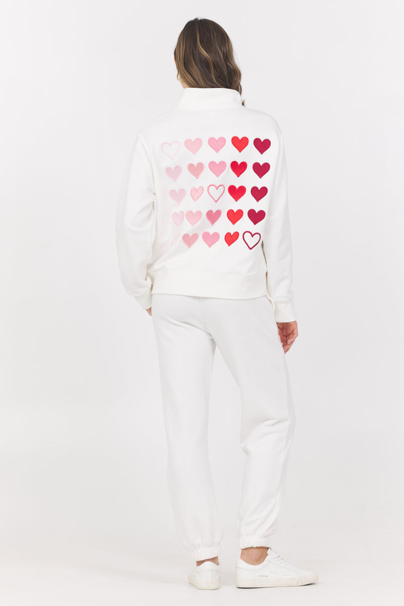 Embroidered Heart French Terry Quarter Zip