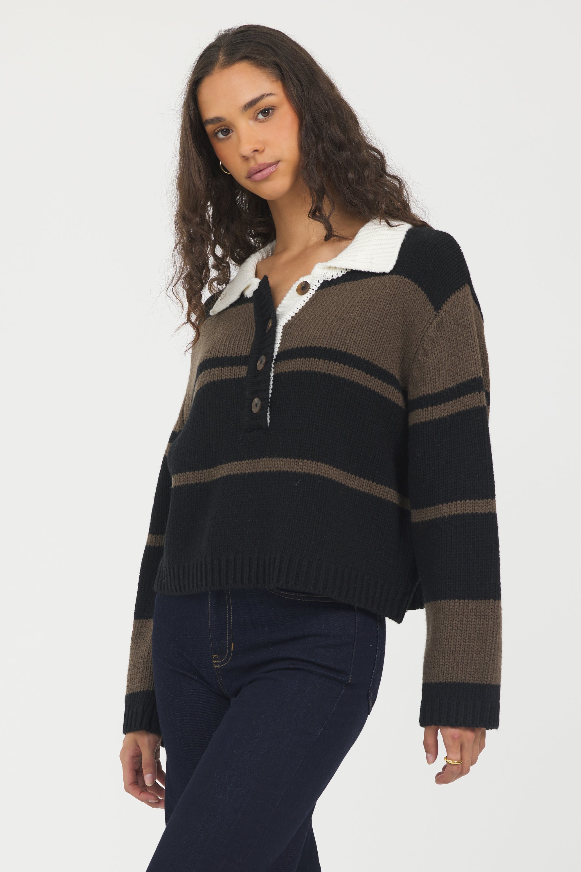 Woodland Stripe Collared Sweater