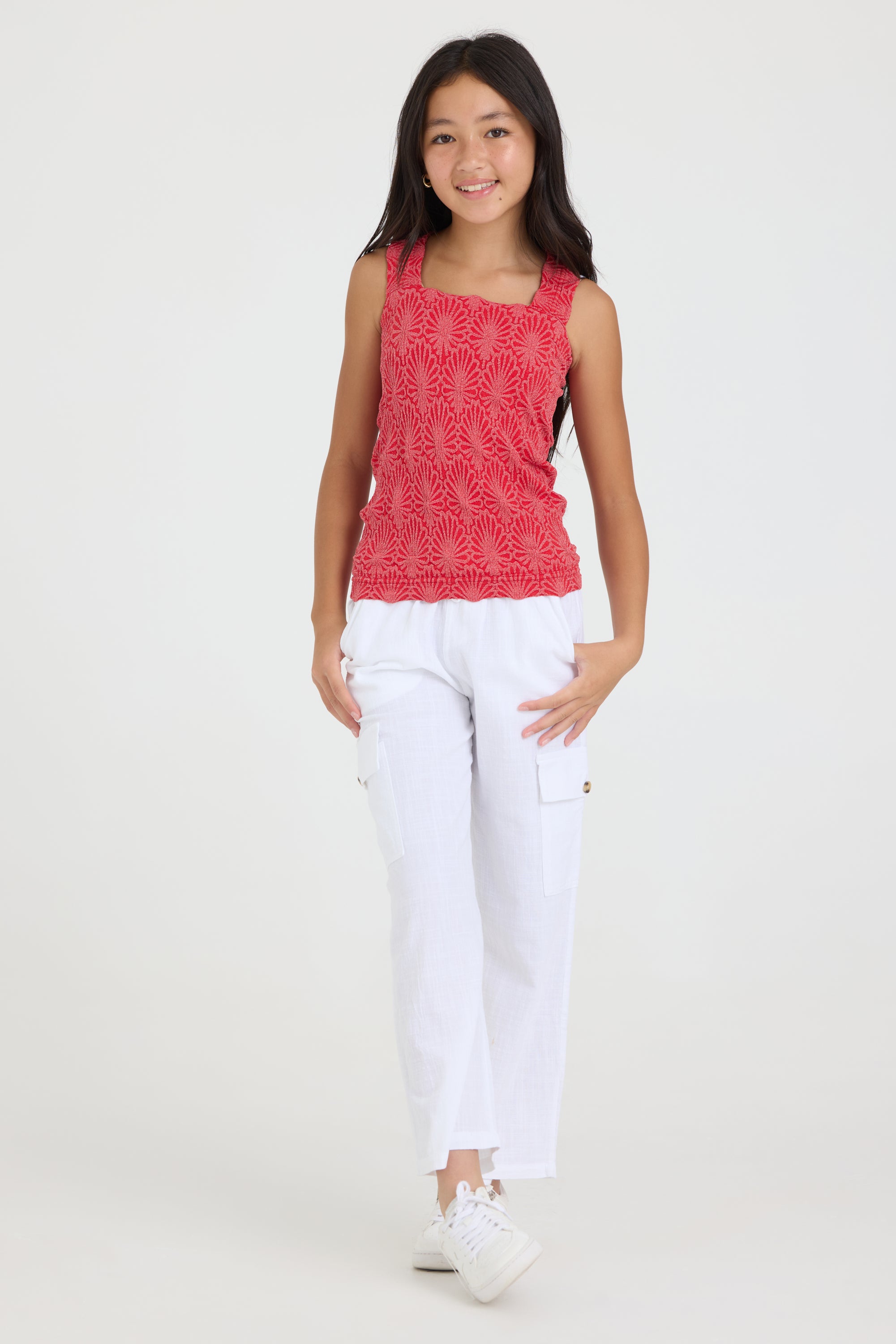 Kids White Cargo Pant