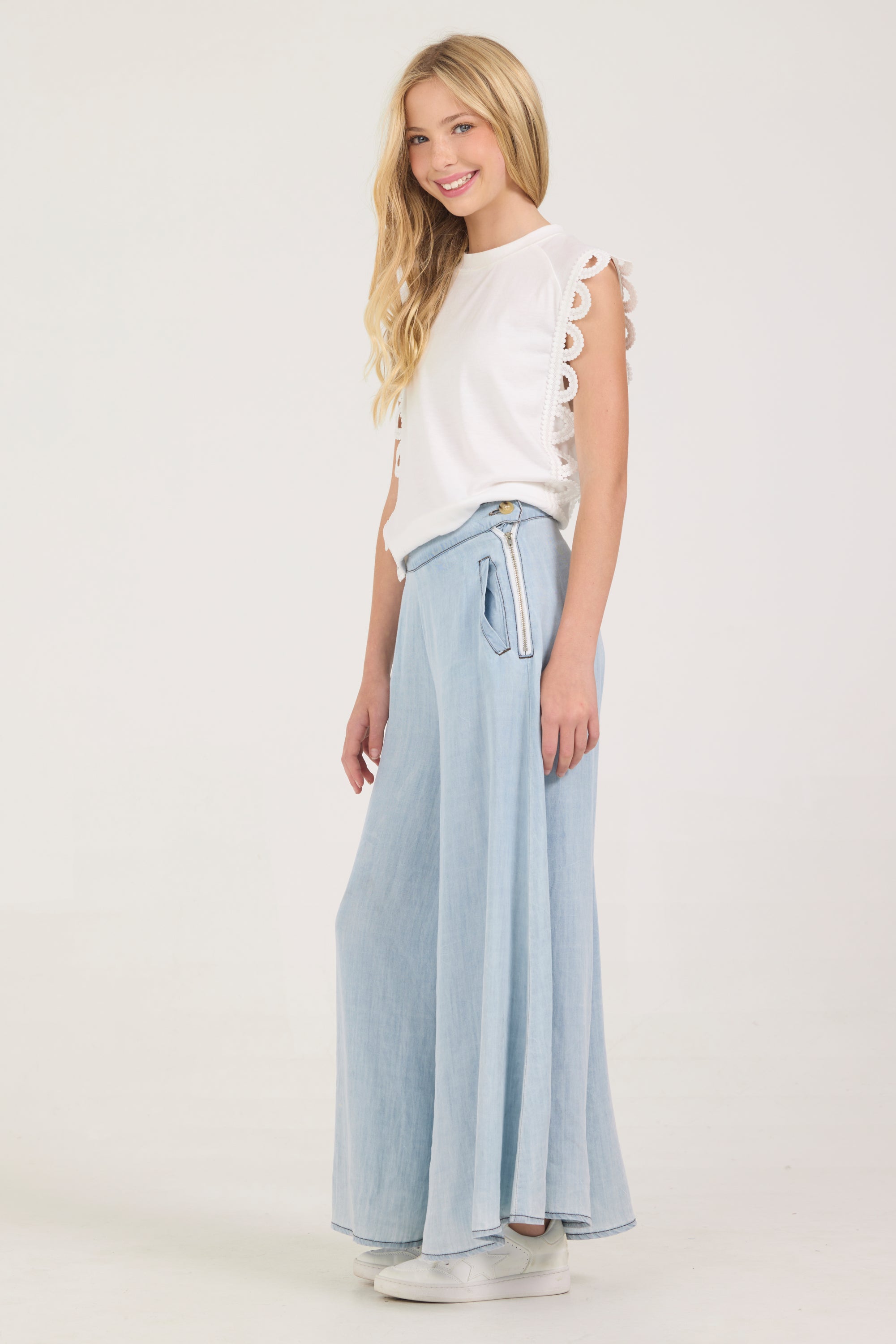 Kids Chambray Wide Leg Pant