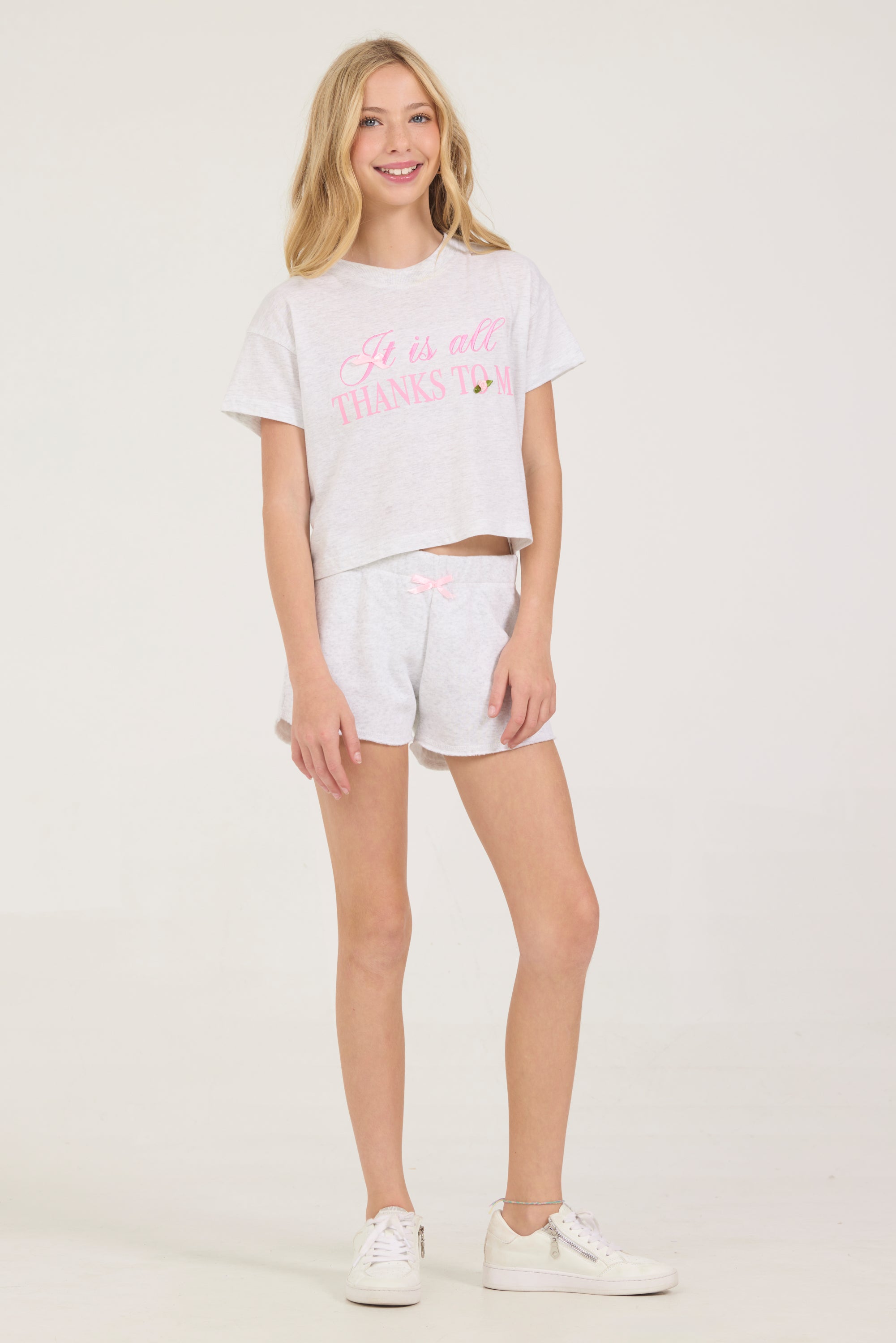 Kids Ash Grey Shorts with Bow