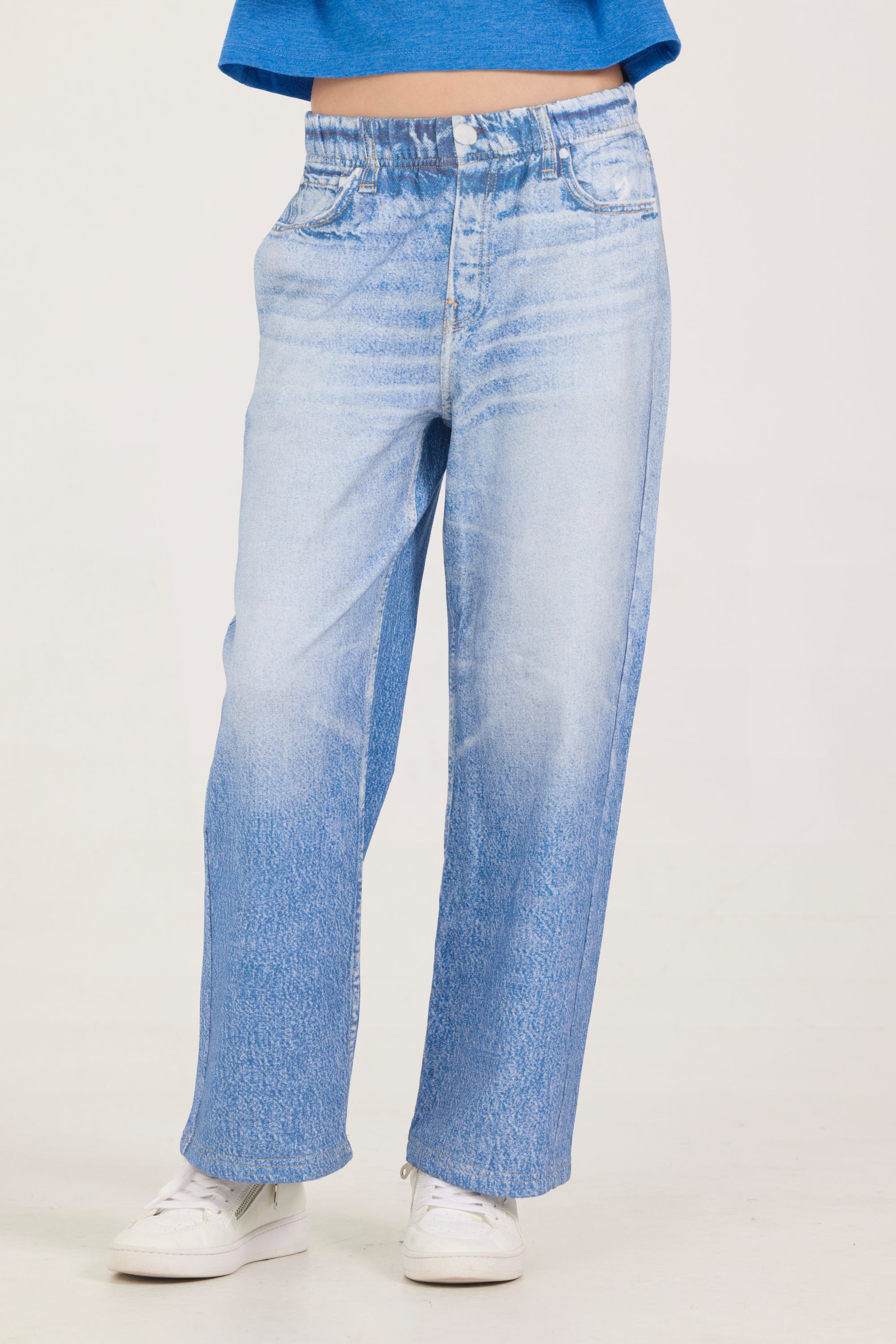 Kids Faux Denim Elastic Pant