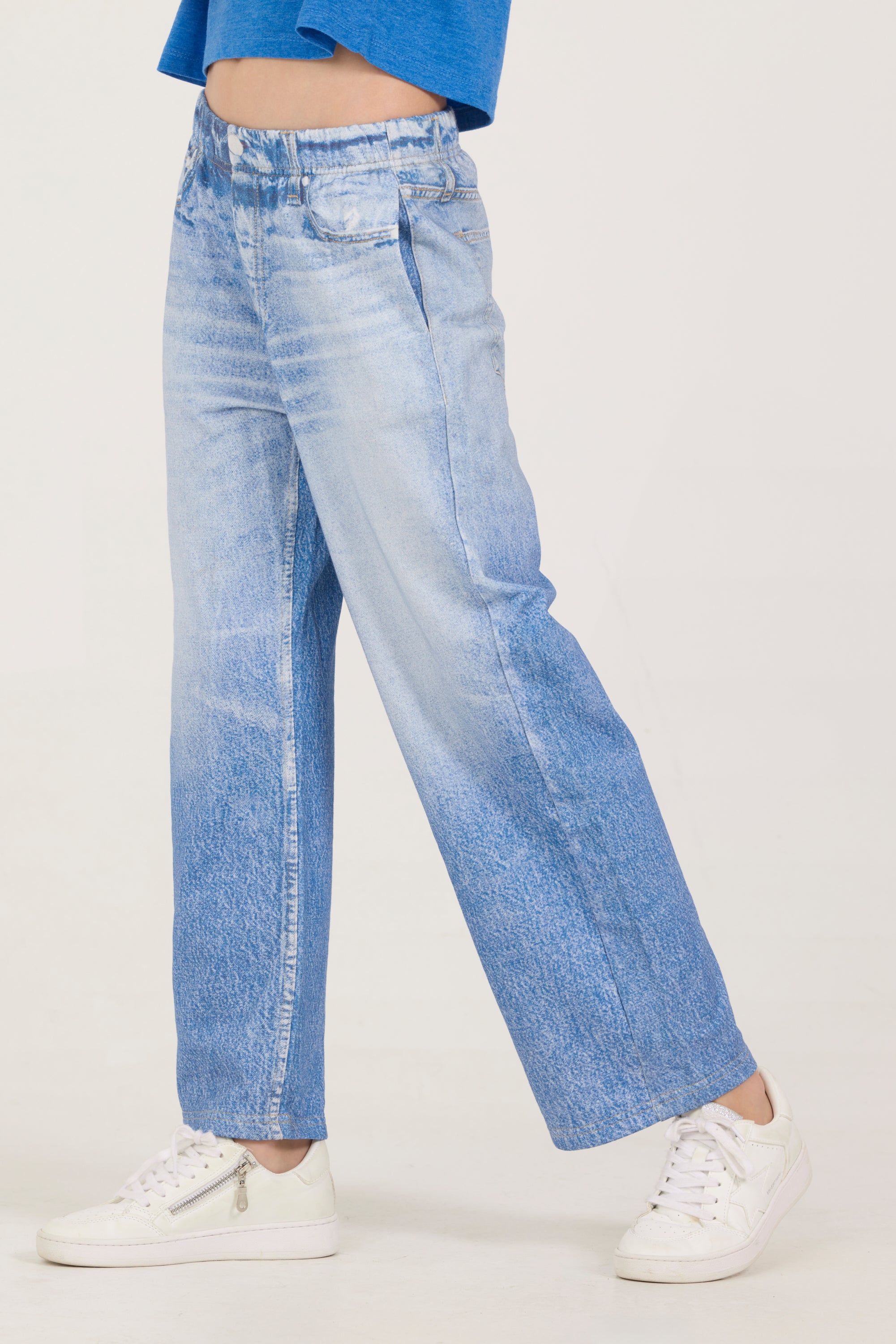 Kids Faux Denim Elastic Pant