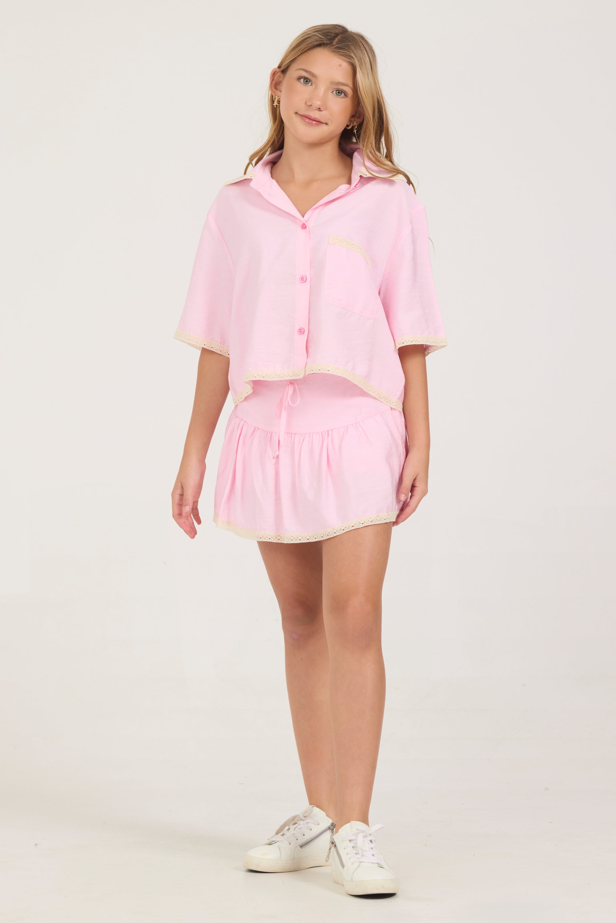 Kids Cherry Blossom Button-Up Top