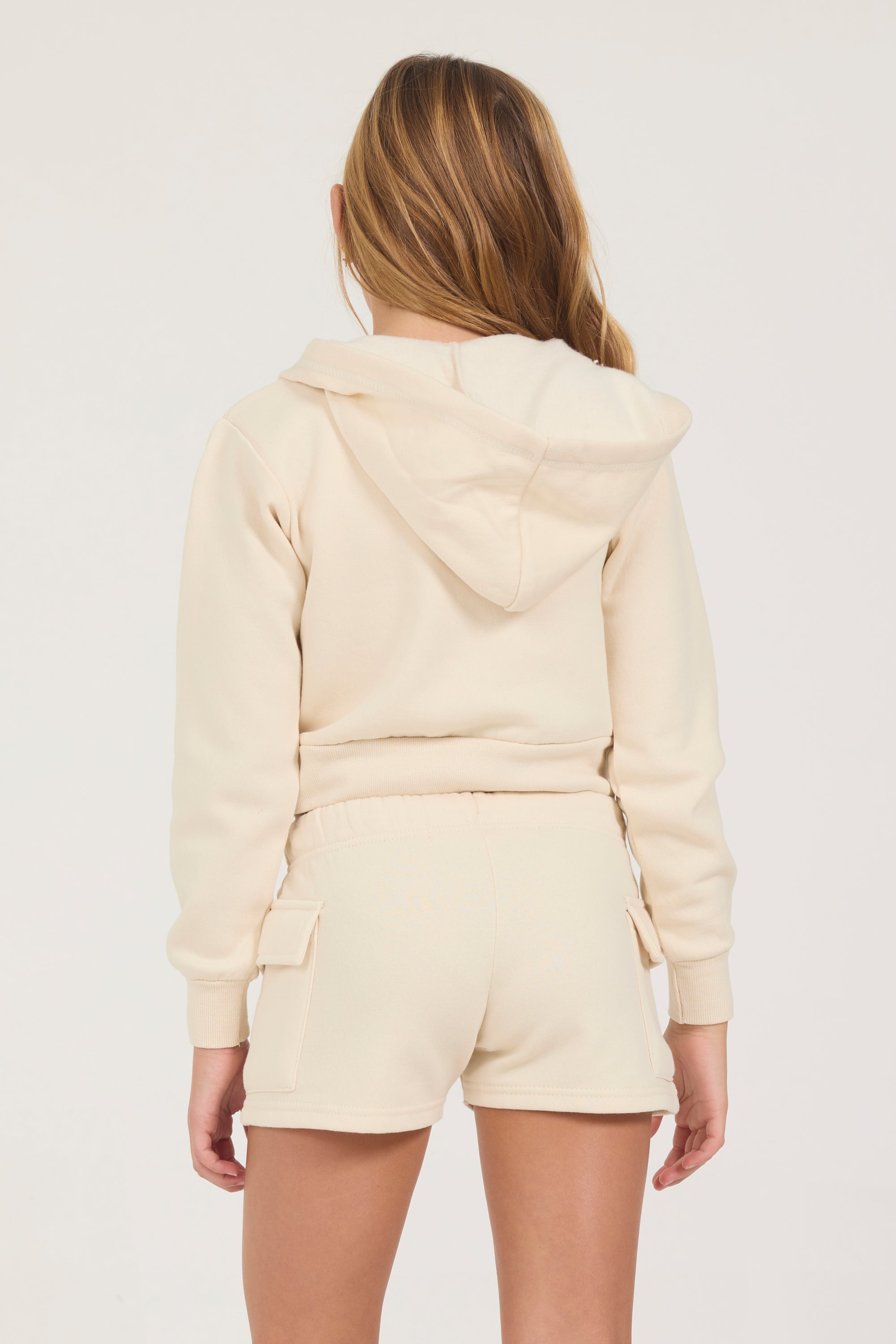 Kids Burnout Crop Zip Hoodie